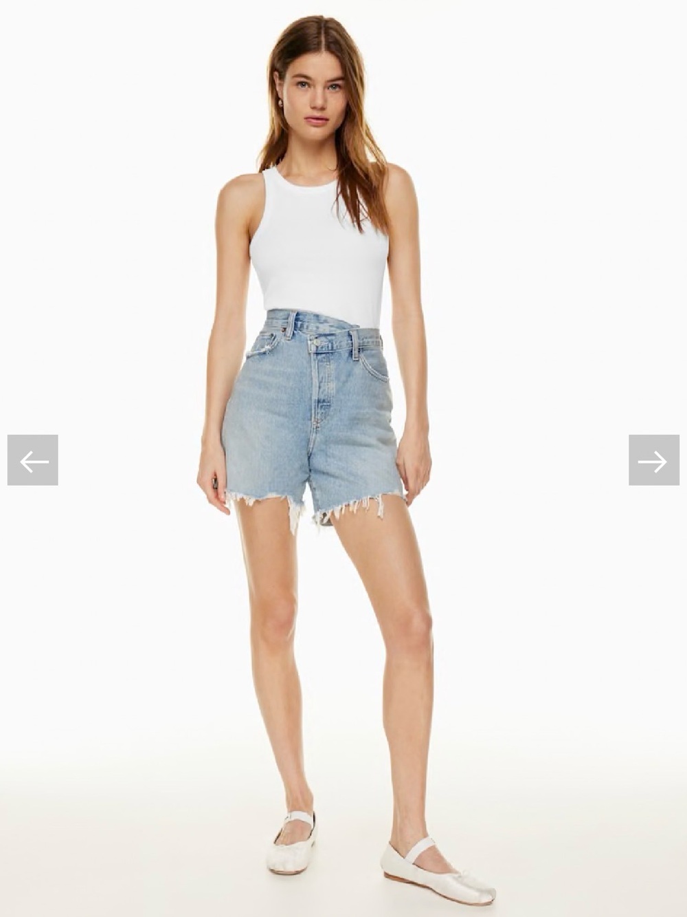 Agolde Light Blue cross cross Distressed Denim Shorts